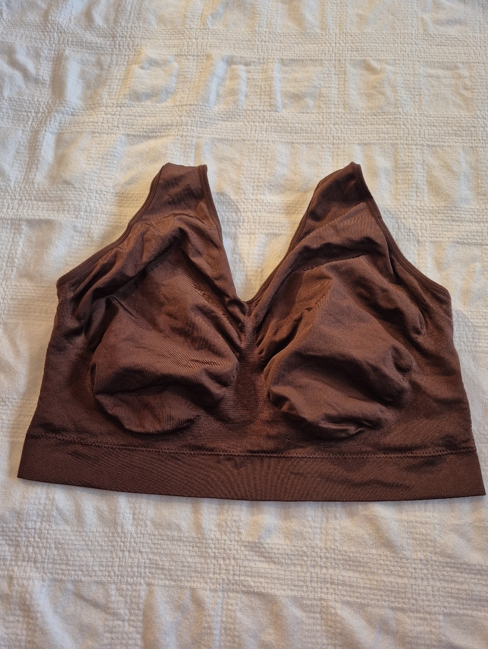 TRUEKIND Bra Everyday Throw On Wireless Bralette Chocolate Brown Size 4XL